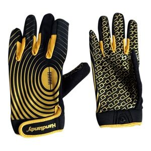 Handlandy S736 Youth Football Gloves Size L Black Gold Silicone Grip